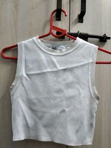 White Knit Sleeveless Top
