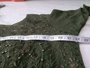 Elegant Olive Green Embroidered Kurta Set