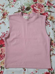 Pink Sleeveless Mock Neck Top