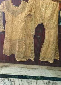 Elegant Gold Kurta with Palazzo Set