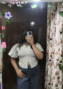 Chic Checked Puff Sleeve Top