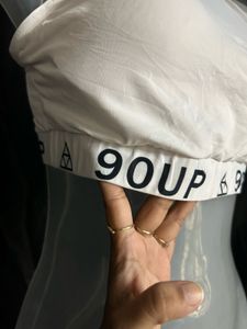White Sports Bra with Logo Band