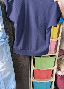 🌟 Stylish Navy Top &amp; Heavy Denim Cargo Joggers