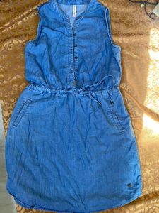 Denim Blue Button-Front Dress