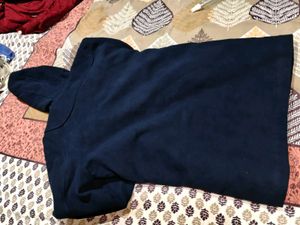 Navy Blue Hooded Jacket zipper