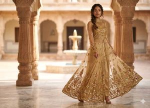 Long Net Anarkali With Plazzo