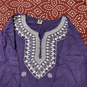 Purple Embroidered Kurta with pant