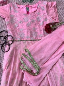 Beautiful Pink Embroidered gown with Dupatta