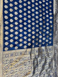 Royal Blue Saree with Gold Brocade
