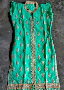 Green &amp; Gold Print Kurti