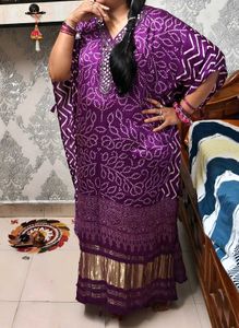 purple party wear kaftan long 44 bust