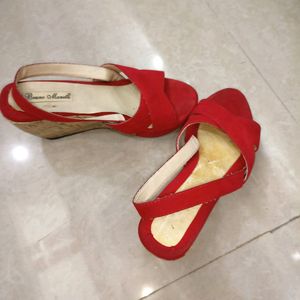 Red Wedges Sandals