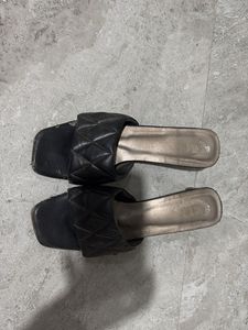 Black Quilted Heeled Sandals