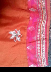 Orange Embroidered Saree