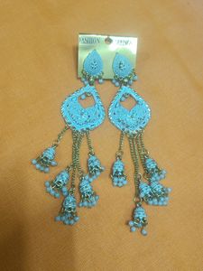Blue Jhumka Dangle Earrings