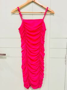 Hot Pink Ruched Mini Dress