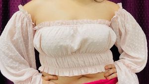 Pink Ruched Blouse with Ruffles