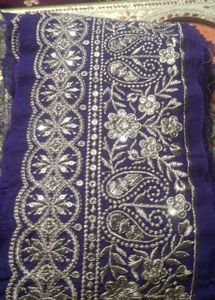 Embroidered Purple Border Fabric lace