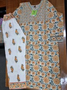 Yellow floral kurta set