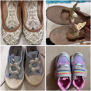 four pair of girls footwear
