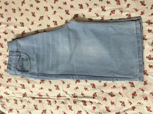 Light Wash Wide Leg Denim Culottes