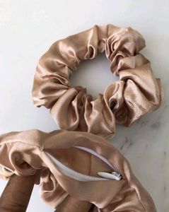 Satin Scrunchie with Hidden Zipper Pocket