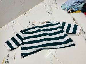 Striped Cropped Rugby Tshirt