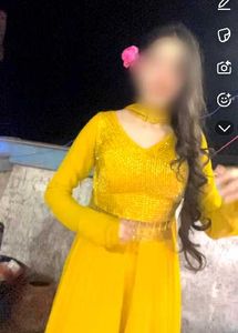 Yellow handworked sharara dress with Dupatta
