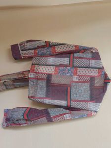Sheer Patchwork Print Shirt