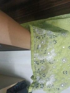 Lime Green Sequined Kurta