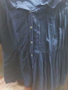Elegant Navy Blue Pleated Tunic