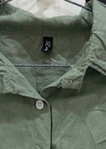 Green Embroidered Cropped Shirt