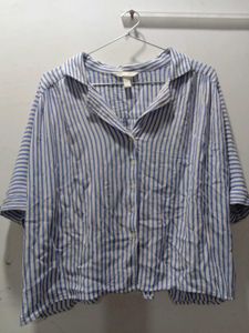 Blue Striped Button-Up Shirt