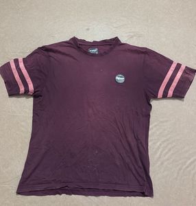 Maroon T-Shirt with Pink Stripes