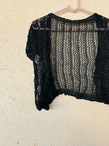 Sheer Black Cropped Cardigan