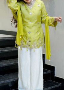 Designer Kurta Set with Palazzo(Green)