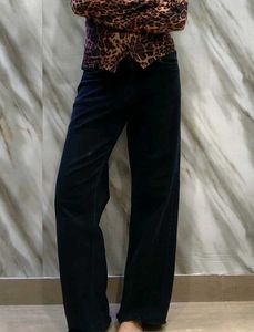 Dark Wash Black Wide Jeans