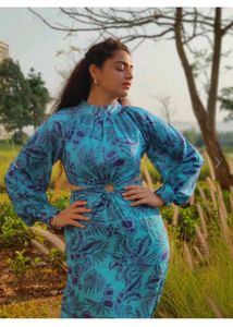 Vibrant Blue Floral Maxi Dress
