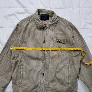 Vintage Beige Textured Utility Jacket