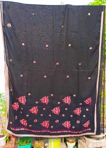 price dropped New Saree With Embroydary Mirror Wor