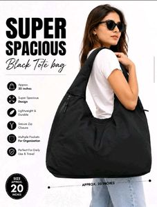 Spacious Black Tote Bag