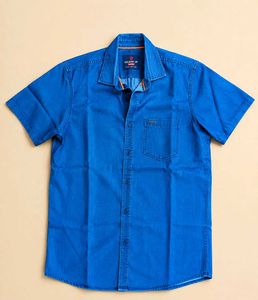 Men's Blue Denim Short Sleeve Shirt