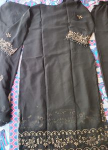 Elegant Black Kurta Set with Golden Embroidery