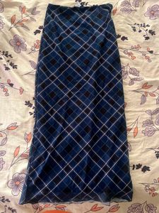Blue Plaid Maxi Skirt