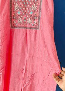 Pink Embroidered Kurta