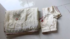 Off White Party Wear Saree 🎀
