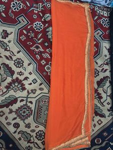 Orange dupatta with Embellished Border