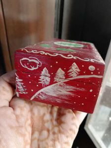 Vintage Hand-Painted Christmas Keepsake Wooden Box