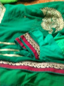 Beautiful Green Embroidered Saree