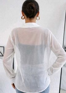 Sheer White Button-Up Top New